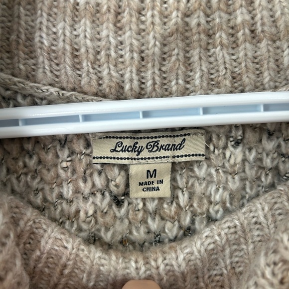 Lucky Brand Wool Blend Cozy Knit Women's Sweater - Gray and Cream - Picture 8 of 8